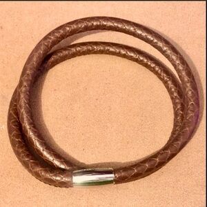 Brighton Double wrap Woodstock Brown woven Leather Bracelet